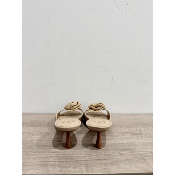 LPA Elba Flower Rosette Crochet Leather Slip On Mules Sandal Beige Women's US 9 - Picture 5 of 7